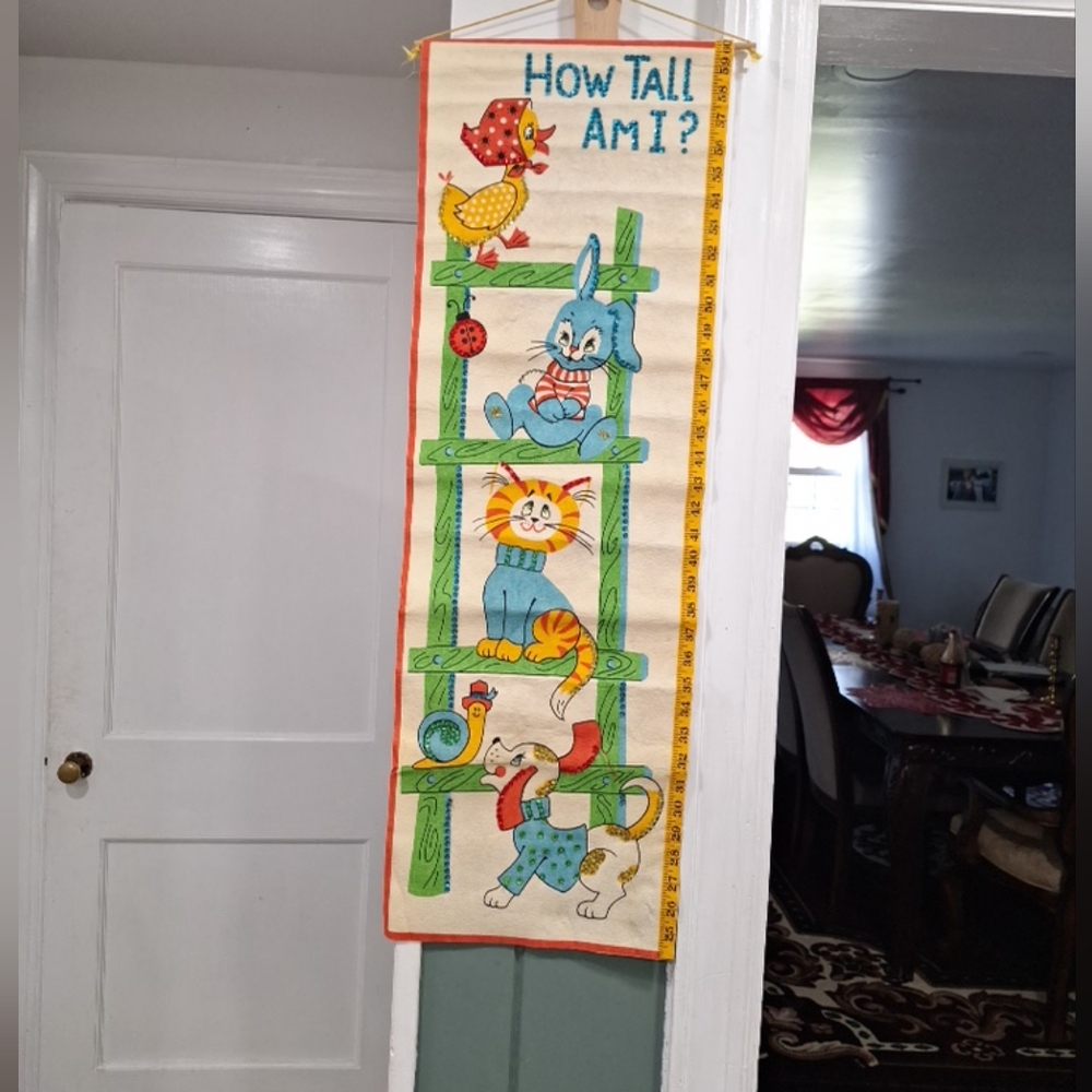 Source Unknown Vintage Whimsical Animal Growth Chart Tapestry